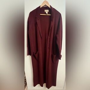 Cotton Ginny Cardigan Coat Wool Burgundy Sz 12